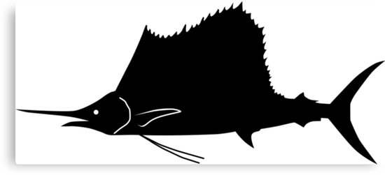 550x251 Sailfish Fish Silhouette (Black) Canvas Prints By