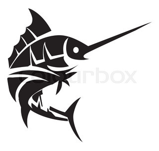 320x304 Vector Illustration Silhouettes Of Marlin, Spearfish, Sailfish
