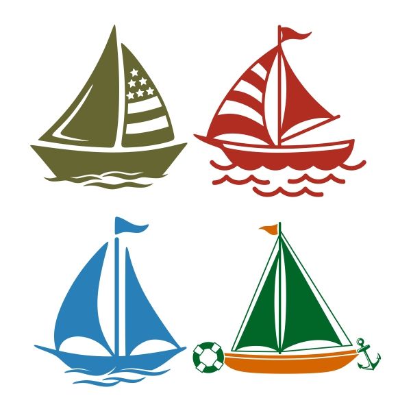 600x600 Nautical Sailboat Cuttable Design Cut File. Vector, Clipart