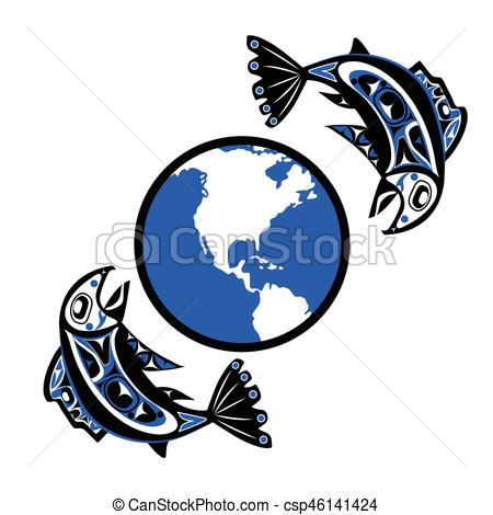 450x470 Native Salmon Vector Fish In Red On White Background