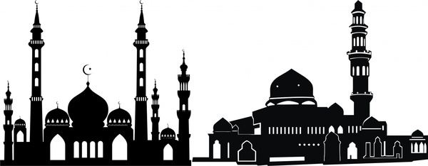 600x234 Traditional Temples Vector Illustration With Silhouettes Free