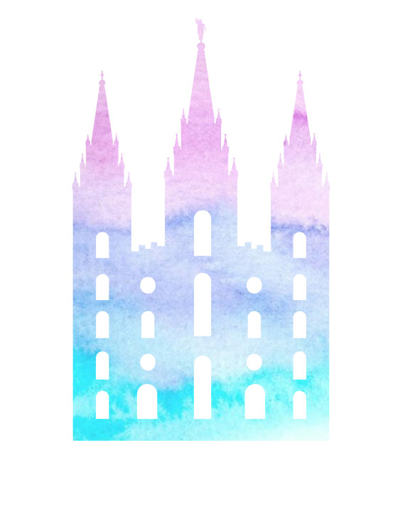 570x713 Lds Temple Print In Purple And Pink Watercolor Silhouette