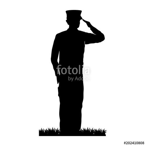 500x500 Silhouette Of Military Saluting Vector Illustration Design Stock