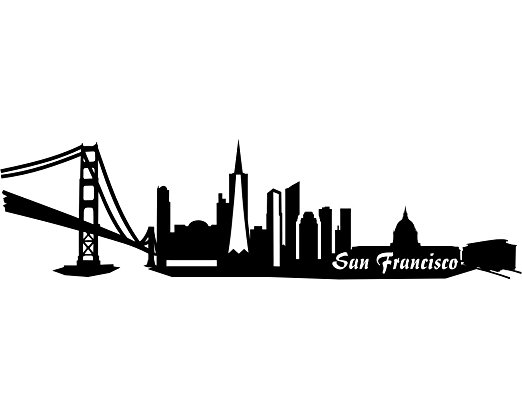 522x418 San Francisco Skyline Car Sticker Amazon.co.uk Kitchen Amp Home