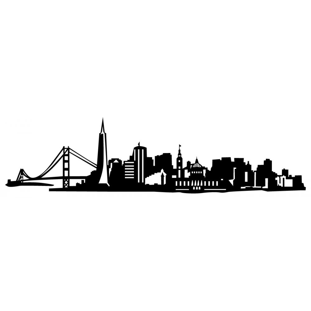 1000x1000 Wandtattoo Skyline San Francisco Silhouette, 18,00