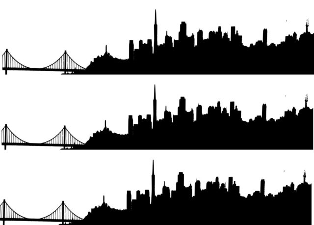 640x458 San Francisco Skyline Silhouette (1) A4 Edible Printed Iced Sheet
