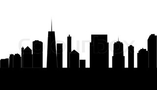 320x184 Melbourne, Australia Skyline Detailed Vector Silhouette Stock