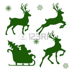 236x236 Christmas Santa Reindeer Sleigh Silhouette Design, Silhouettes