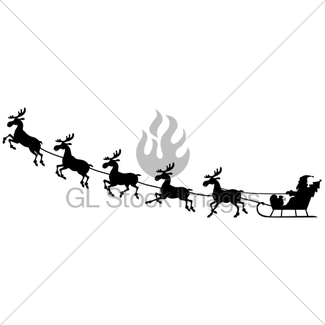 325x325 Santa Claus Riding On A Reindeer Sleigh Gl Stock Images