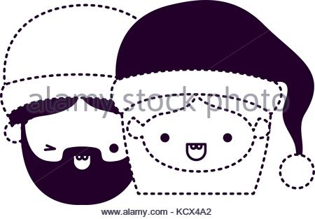 450x313 Santa Claus Couple Cartoon Faces Woman Tongue Out And Man