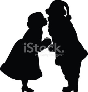 287x299 Santa And Mrs Claus Silhouettes Premium Clipart