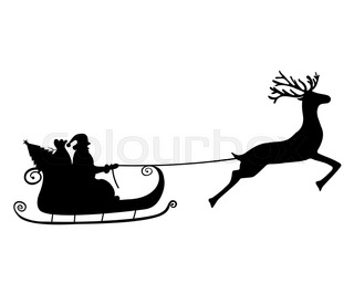 320x266 Santa Claus Rides In A Sleigh In Harness On The Reindeer Vector