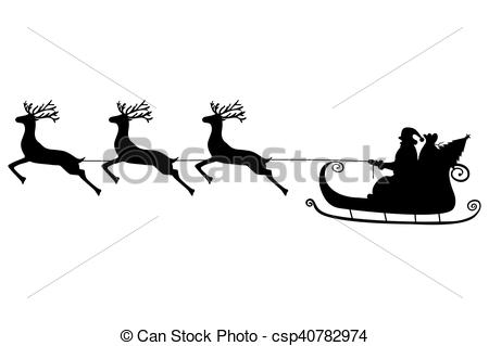 450x319 Santa Claus Rides In A Sleigh In Harness On The Reindeer Vectors
