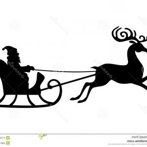 300x300 Stock Illustration Silhouette Santa Claus Riding Deer Sleigh