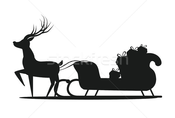 600x407 Santa Claus Sledge Silhouette Vector Illustration Vector