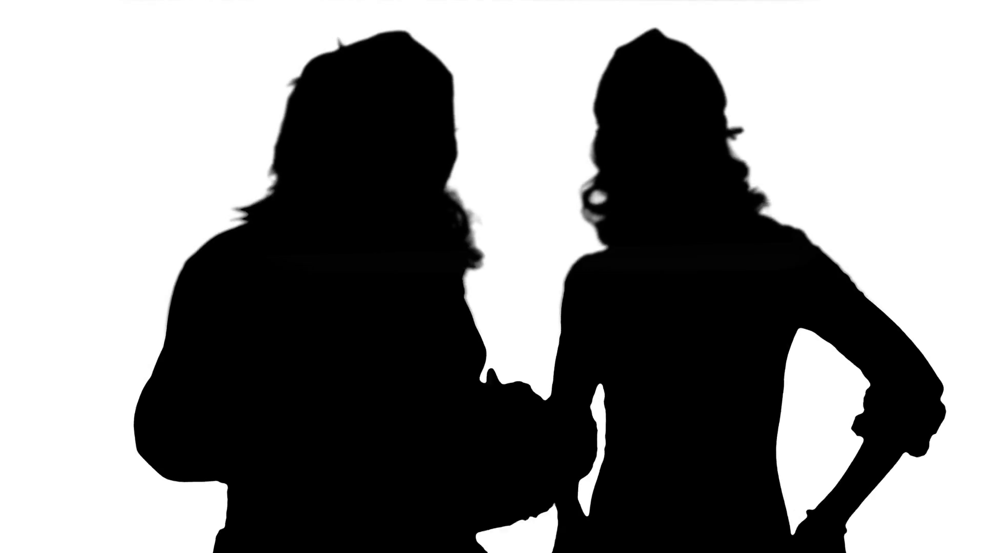 1920x1080 Silhouette Christmas Woman With Santa Claus Dancing Stock Video