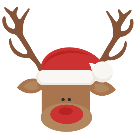 432x432 Reindeer With Santa Hat Svg Cutting Files For Scrapbooking Cute