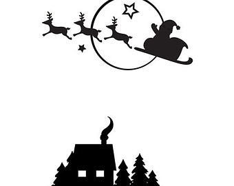 340x270 Santa Sleigh And Reindeer Silhouette Svg From Mysvghut On Etsy Studio