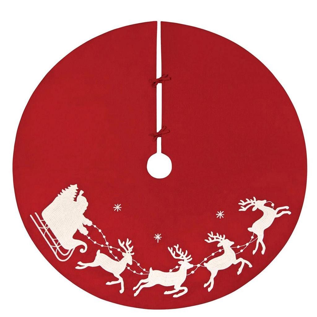 1024x1024 54 Santa Sleigh Reindeer Red Merry Christmas Tree Skirt Holiday