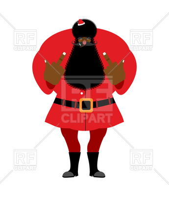 345x400 Big Black Bad Santa Claus Shows Fuck Royalty Free Vector Clip Art