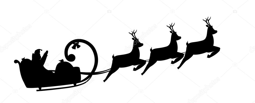 1023x416 Sleigh Silhouette Vector