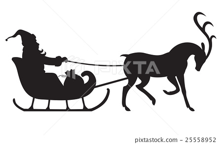 450x293 Silhouette Santa Riding On Reindeer Sleigh