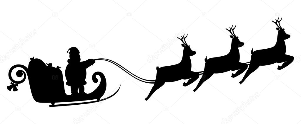 1023x423 Santa Sleigh Flying Silhouette