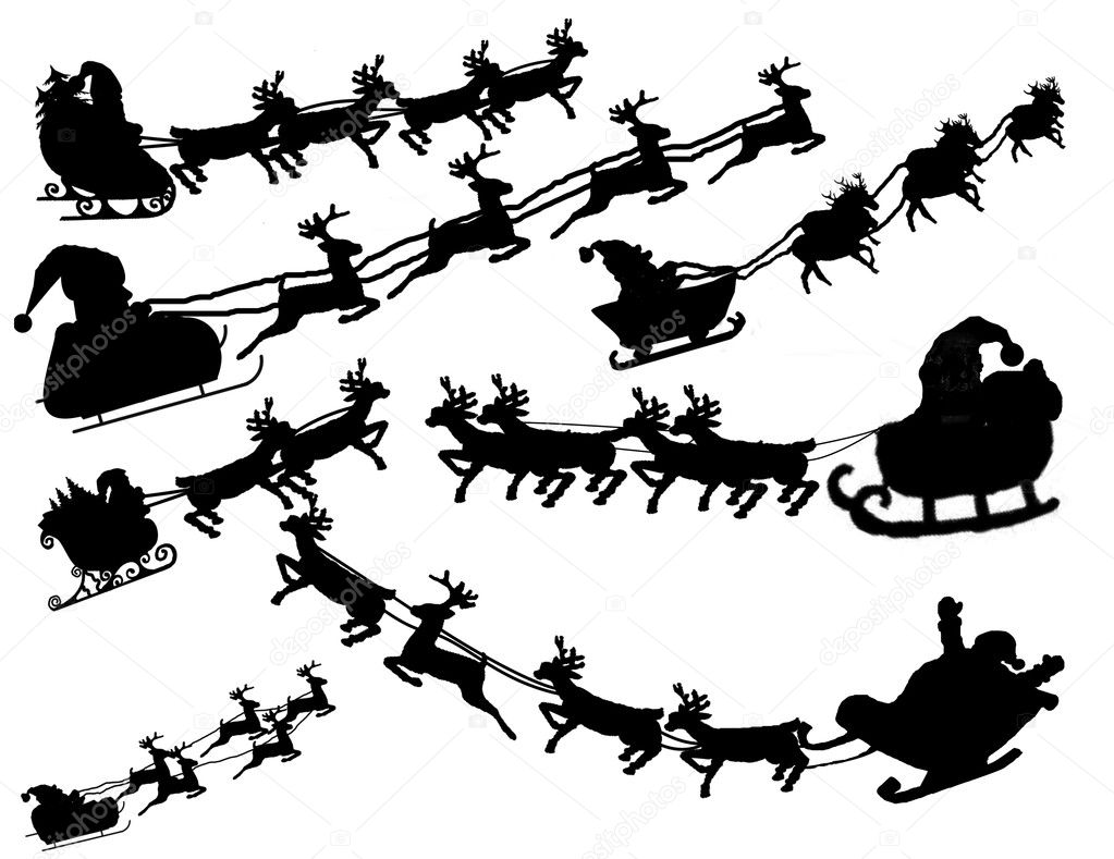 1023x789 Sleigh Flying Silhouette