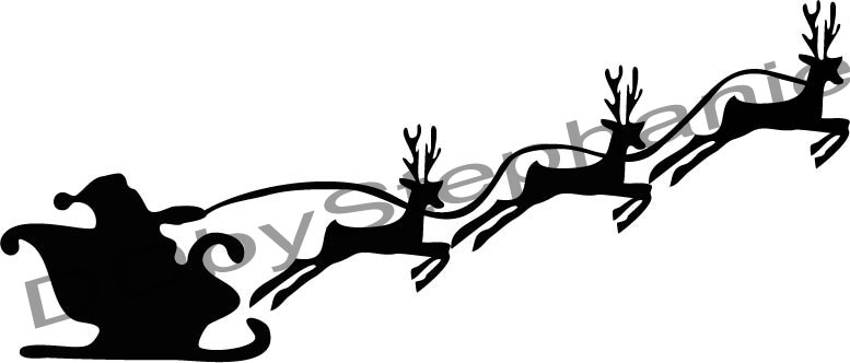777x332 Santa Sleigh Christmas Silhouettes Template Merry Christmas