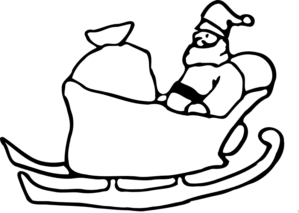 999x713 Sleigh Clipart Black And White