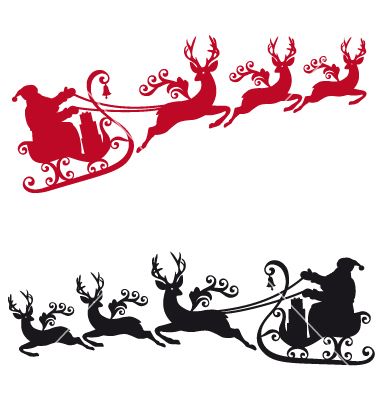 380x400 Santa With Sleigh And Reindeers Vector 1037502