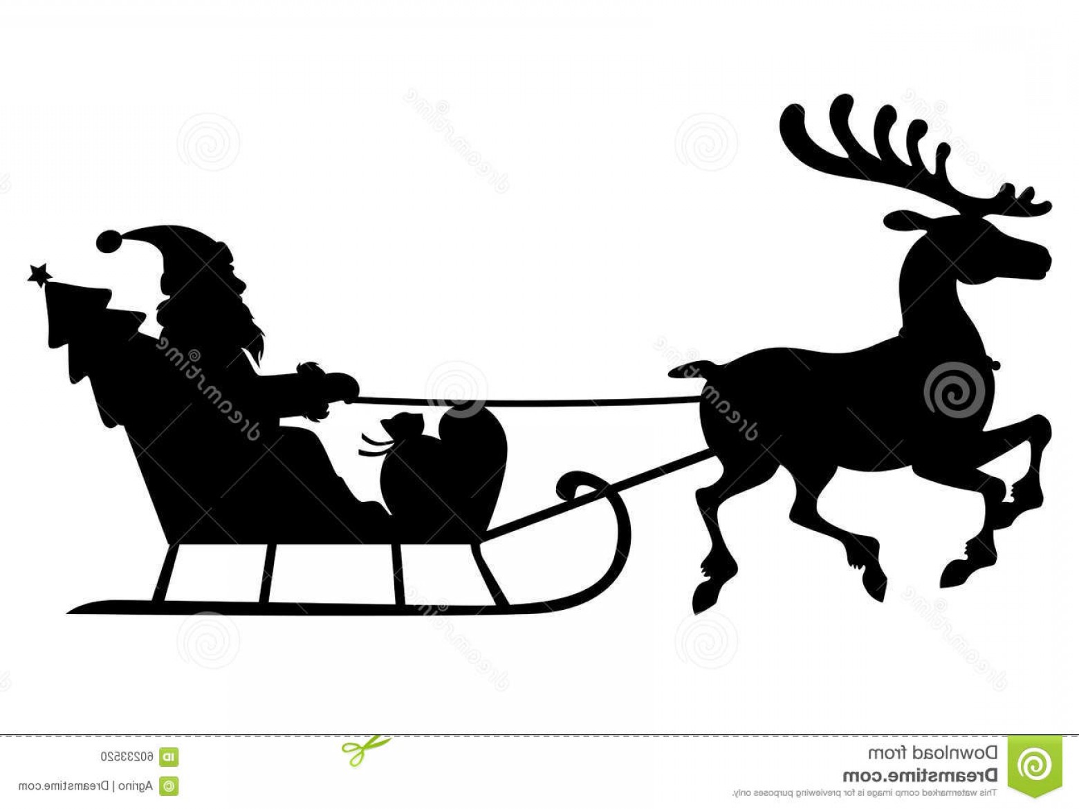 1560x1170 Stock Illustration Silhouette Santa Claus Sleigh Deer Vector