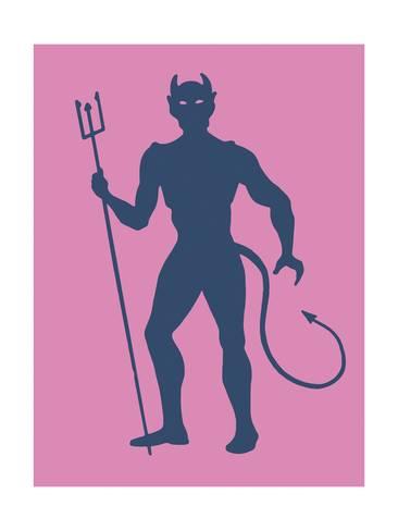 366x488 Silhouette Of Devil Holding Pitchfork Print By Pop Ink