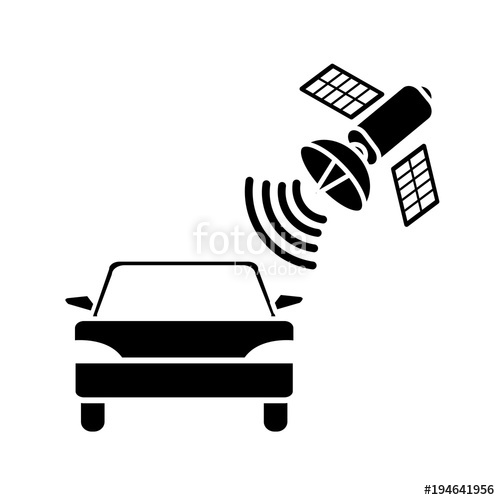 500x500 Silhouette Car Transportation With Satellite Global Technology