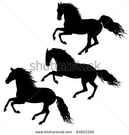 450x470 Three Black Running Horses Silhouettes Isolated On White
