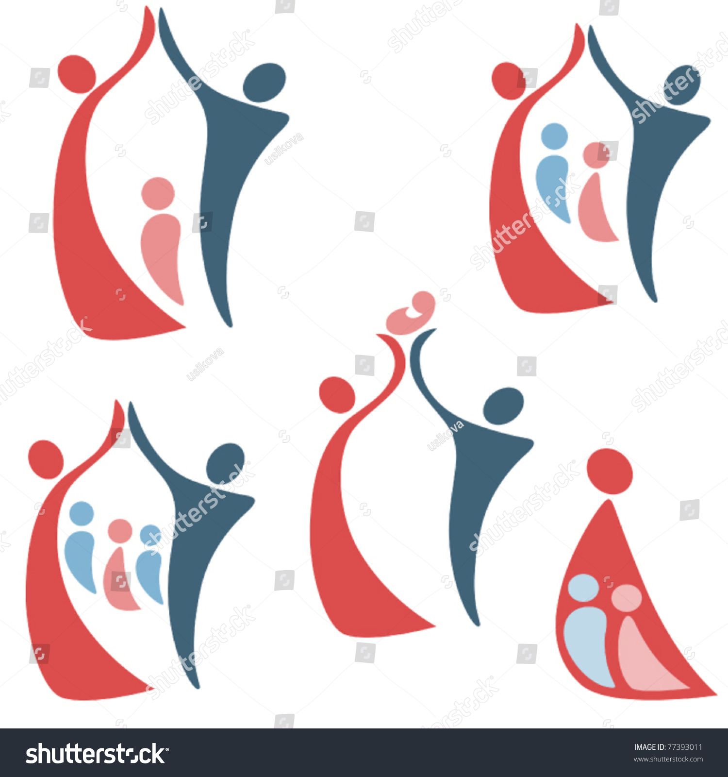 1500x1600 Set Of Stylized Silhouette On The Family, Mother And Child