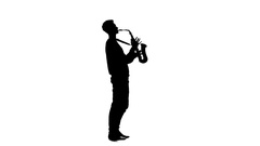 240x135 Silhouette Of A Man Playing The Saxophone On A White Background
