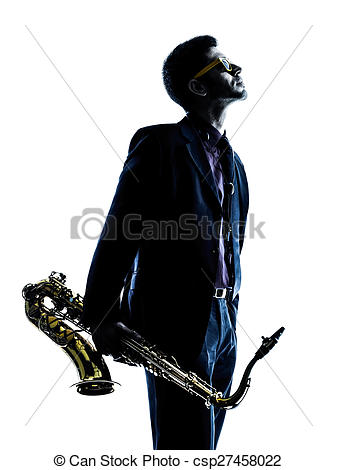337x470 Man Saxophonist Playing Saxophone Player Silhouette. One Stock