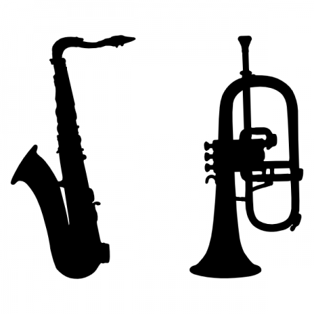 450x450 Saxophone And Trumpet Silhouette Svg Files Svg File, Saxophones