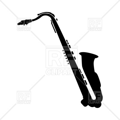 400x400 Silhouette Of Saxophone On White Background Royalty Free Vector