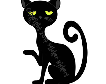 340x270 Black Cat Clip Art Etsy