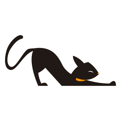 512x512 Black Cat Silhouette Stretching