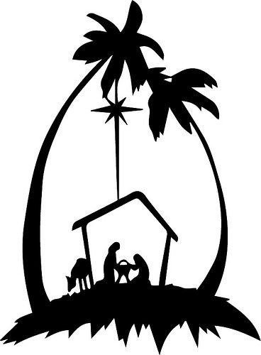 368x500 Nativity Silhouettes Including Camel, Angel, Three Magi Bringing