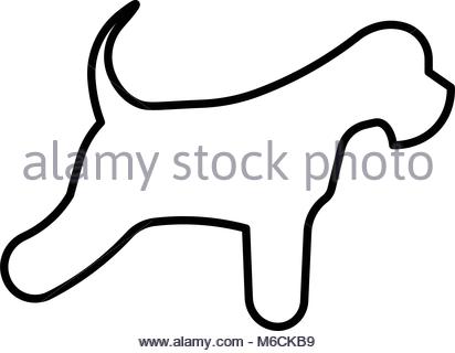 412x320 Miniature Schnauzer Silhouette Outline On White Background Stock