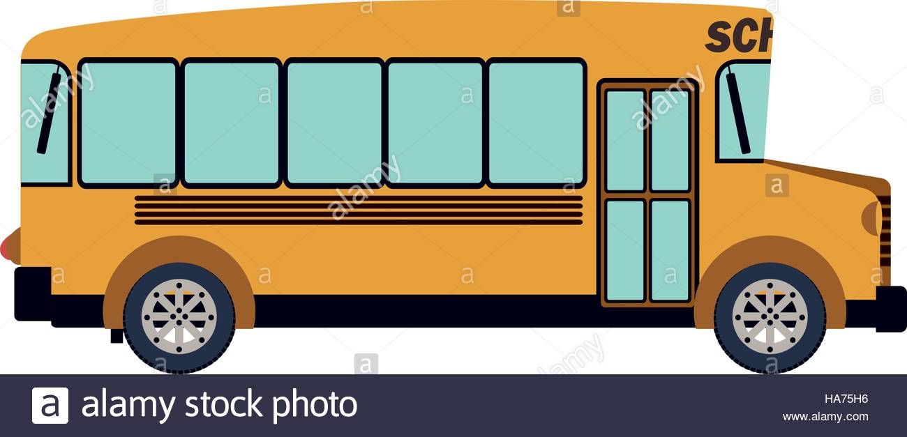 1300x627 Colorful Silhouette With School Bus Vector Illustration Stock