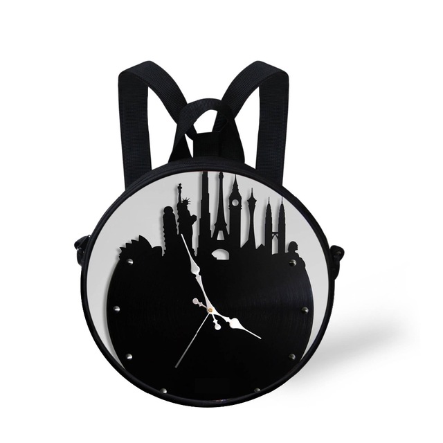 640x640 Whosepet Children Fashion Mini Bookbag Round Clock Shape School
