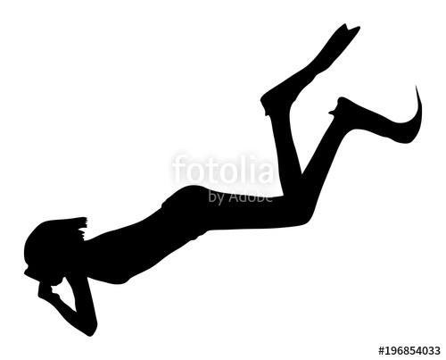 500x403 Scuba Diving Woman Silhouette Vector Illustration Isolated