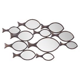 272x272 Mirrored Metal Wall Decor With A School Of Fish Silhouette