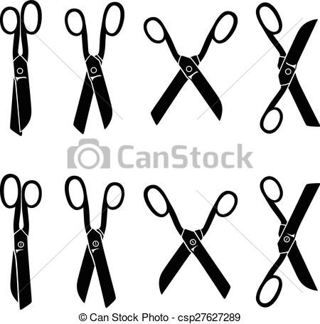 450x455 Silhouette Set Opening And Closing Big Scissors. Vector Vector