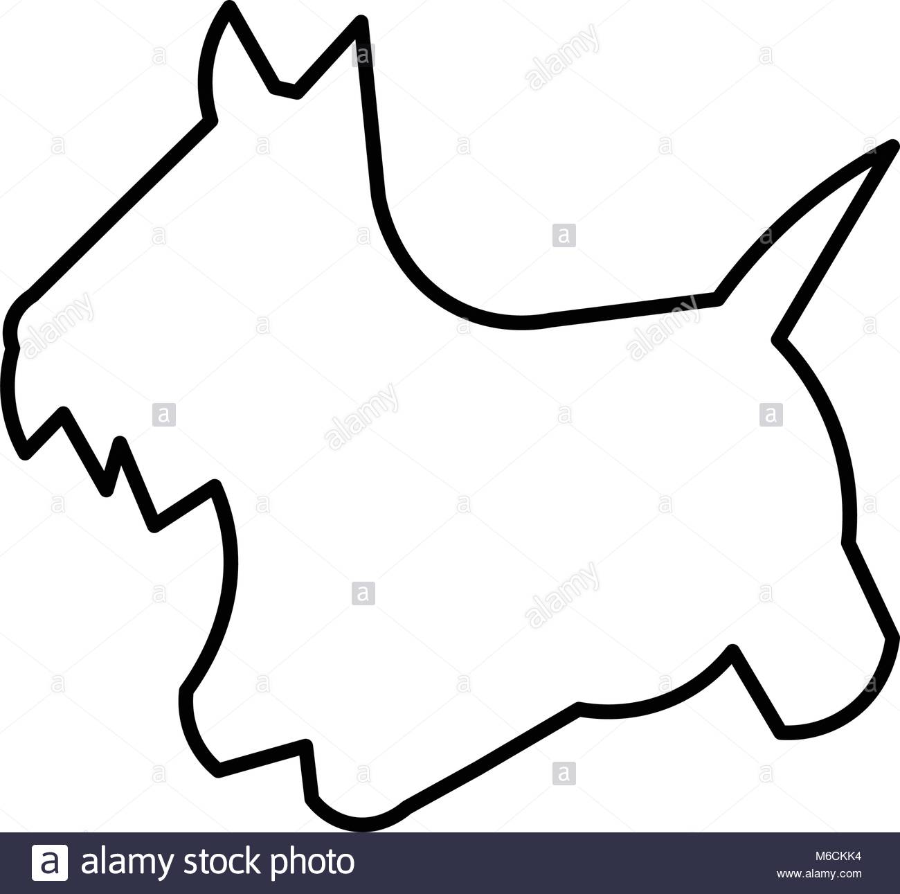 1300x1291 Scottie Dog Silhouette Outline On White Background Stock Vector